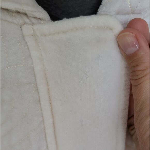 Silence+Noise White Quilted Velvet Hooded Full Zip Cropped Jacket, Size XS/S - Picture 4 of 7